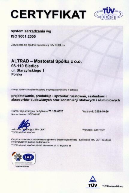 Certificate ISO PL